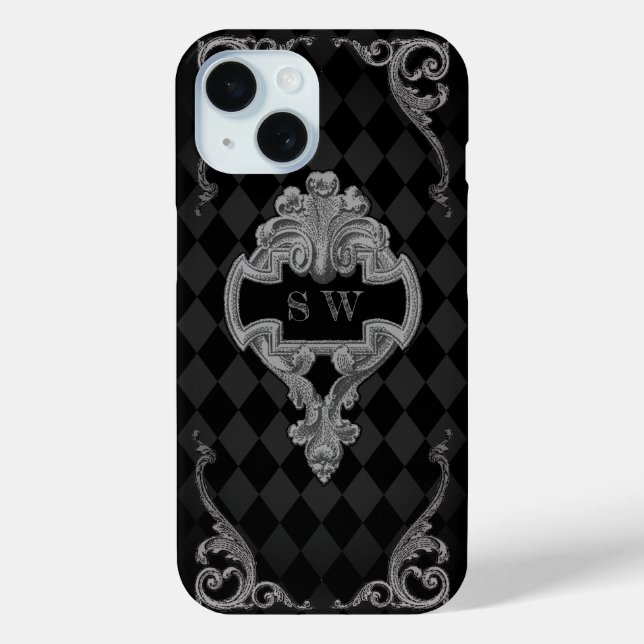 Steampunk-Goth-Monogramm Case-Mate iPhone Hülle (Rückseite)