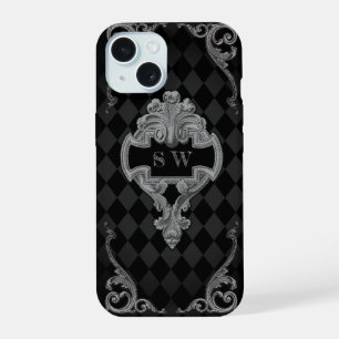 Steampunk-Goth-Monogramm iPhone 15 Hülle