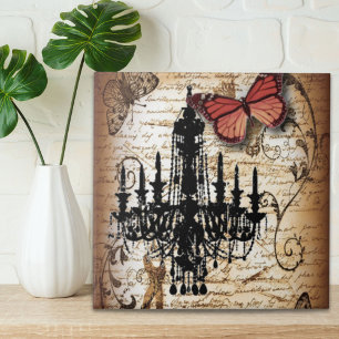 Steampunk-Goth-Schmetterling Paris Vintage-Kronleu Fliese