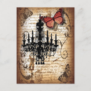 Steampunk-Goth-Schmetterling Paris Vintage-Kronleu Postkarte