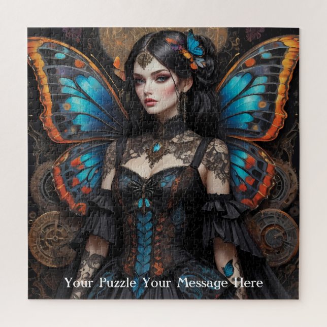 Steampunk Gothic Butterfly Girl Puzzle (Vertikal)