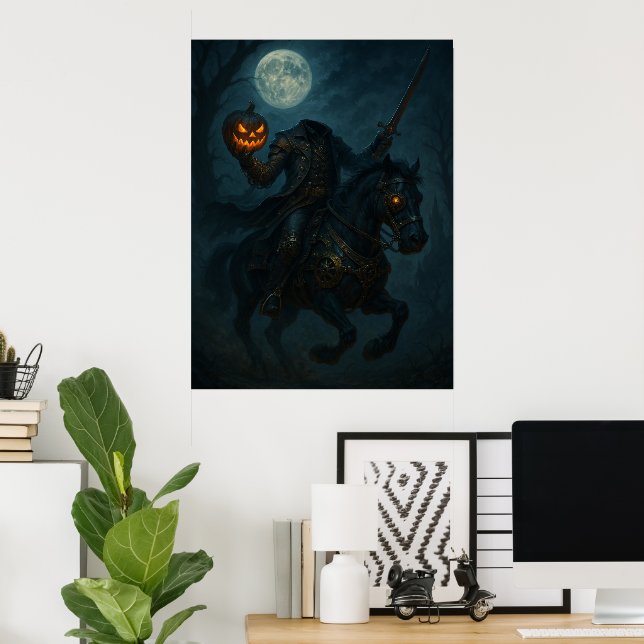 Steampunk  Gothic Headless Horseman Poster (Heimbüro)