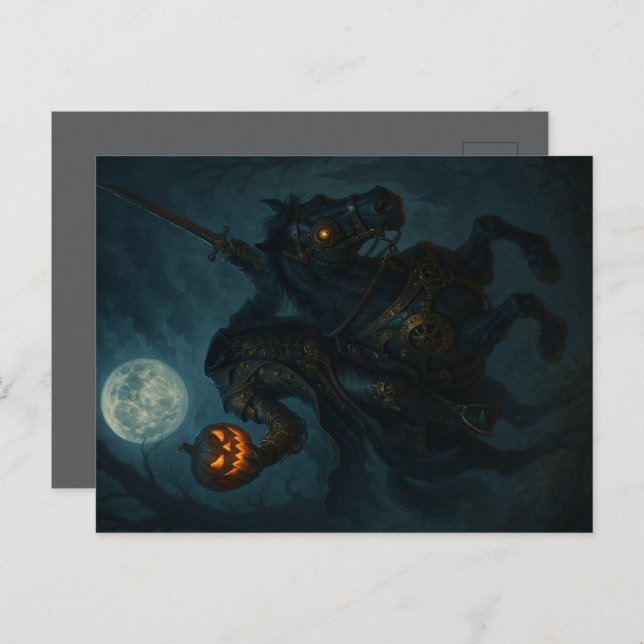Steampunk Gothic Horror Headless Horseman Postkarte (Vorne/Hinten)