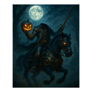 Steampunk-Gothic-Horror-Kopfloser Reiter Poster