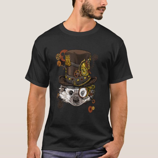 Steampunk-Gothic-Igel Mechanische Tierwelt T-Shirt (Vorderseite)
