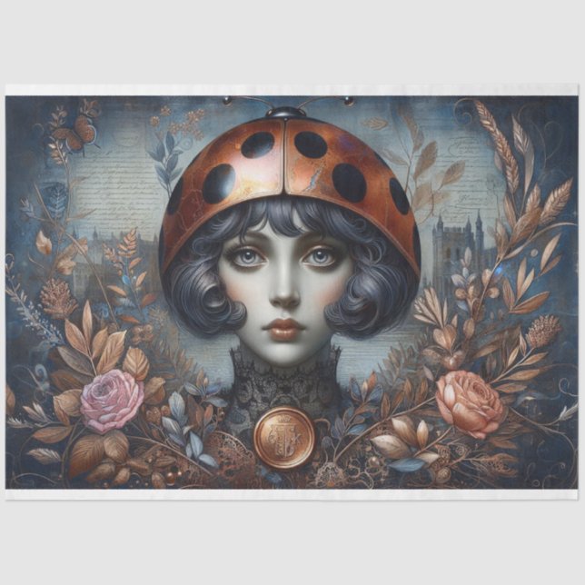 Steampunk Gothic LadyBug Decoupage Seidenpapier (Vorderseite)