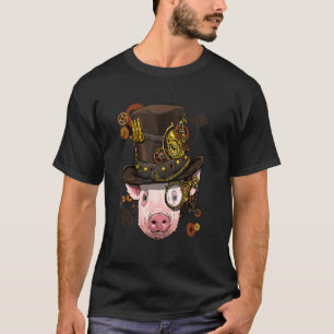 Steampunk Gothic Pig Face Mechanical Farm Animal P T-Shirt
