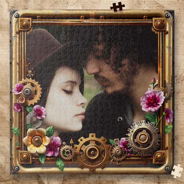 Steampunk Gothic Romantic Photo Personalized Puzzle (Von Creator hochgeladen)