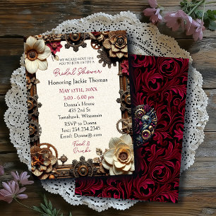 Steampunk Gothic Themed Brautparty Einladung