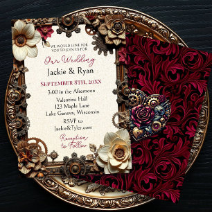 Steampunk Gothic Themed Wedding Einladung