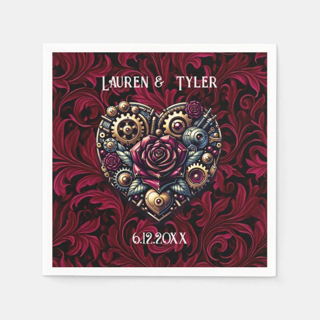 Steampunk Gothic Themed Wedding Personalisiert Serviette (Vorderseite)