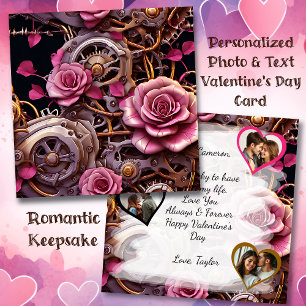 Steampunk-Gothik-Valentinstag-Fotovorlage Karte