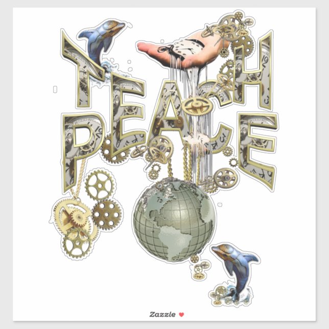 Steampunk Graphic Teach Peace - Delphine Aufkleber (Blatt)