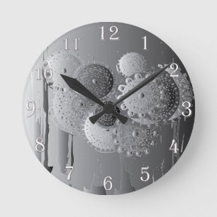 Steampunk Gray Mandala Floral mit weißen Zahlen Runde Wanduhr