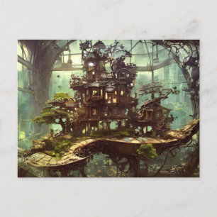 Steampunk Greenhouse im Dschungel Postcard Postkarte