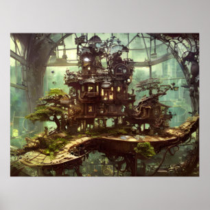Steampunk Greenhouse im Dschungel Poster