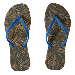 Steampunk Grunge Cool Sci-Fi Bronze Wirbel Flip Flops