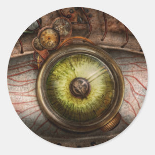 Steampunk - Gruselig - Auge auf Technologie Runder Aufkleber