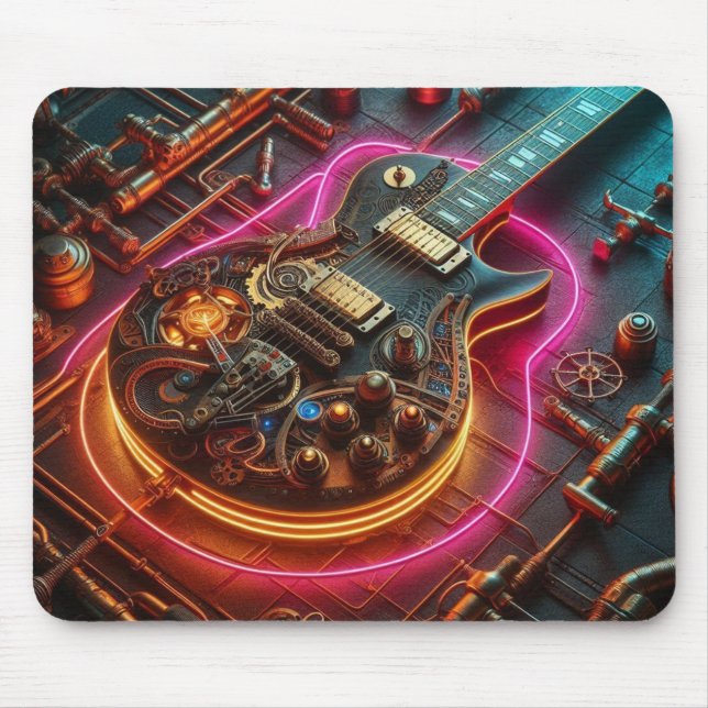 Steampunk Guitar Mouse Pad Mousepad (Vorne)