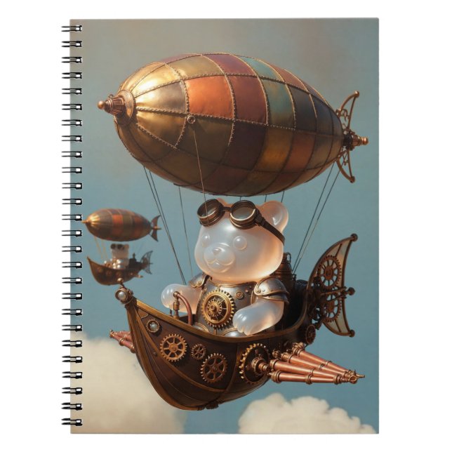 Steampunk-Gummibär-Pilot in Fantasy-Luftschiff Notizblock (Vorderseite)