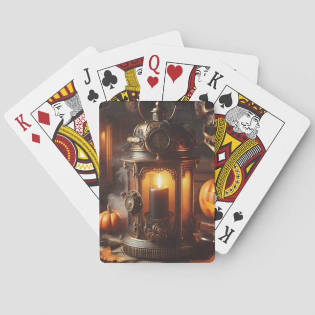 Steampunk Halloween Black Lantern Spielkarten (Rückseite)