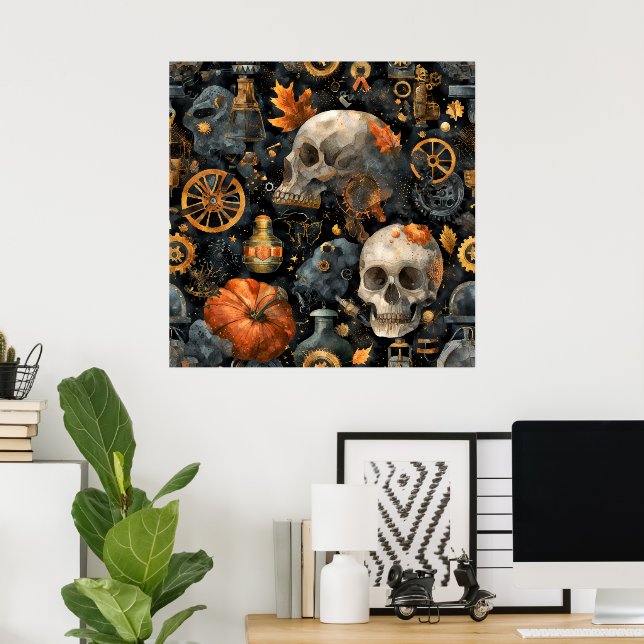 Steampunk-Halloween-Kunstposter Poster (Heimbüro)