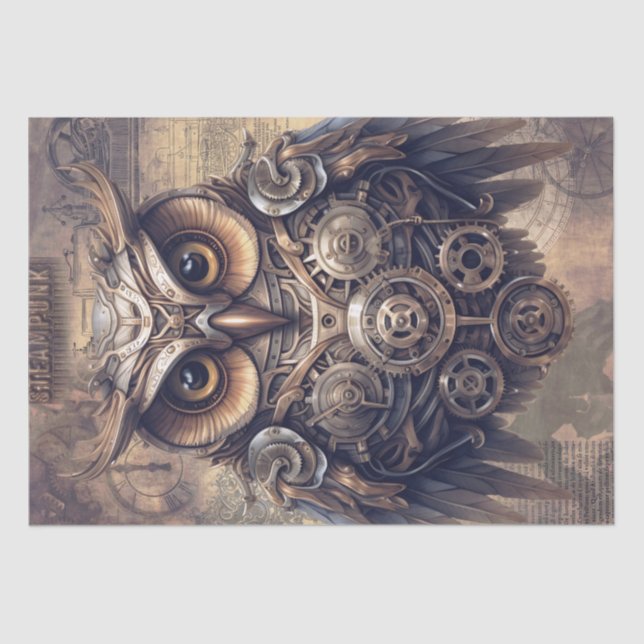 Steampunk Halloween Owl Seidenpapier (Vorderseite)