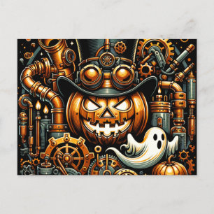 Steampunk Halloween Postkarte