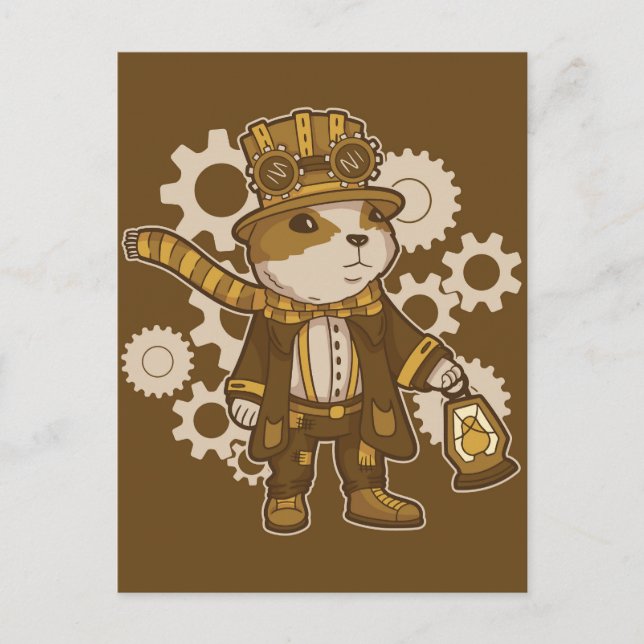 Steampunk Hampster Postkarte (Vorderseite)