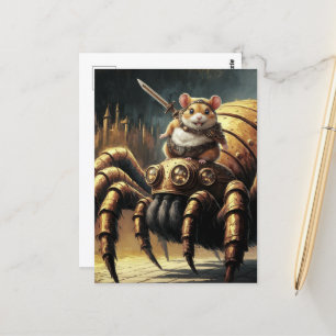 Steampunk Hamster and Spider Postkarte
