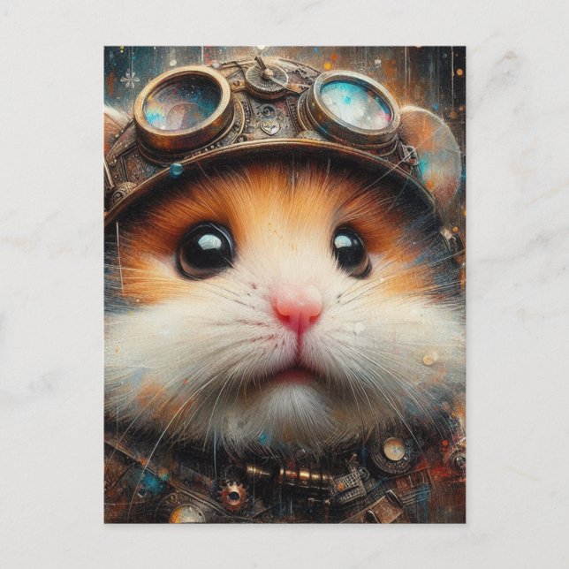 Steampunk Hamster Postkarte (Vorderseite)