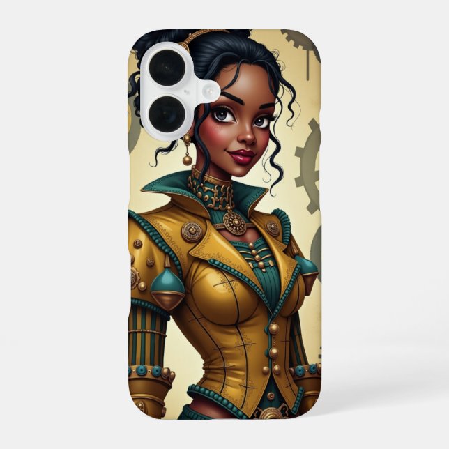 Steampunk-Harlekin iPhone 16 Hülle (Rückseite)