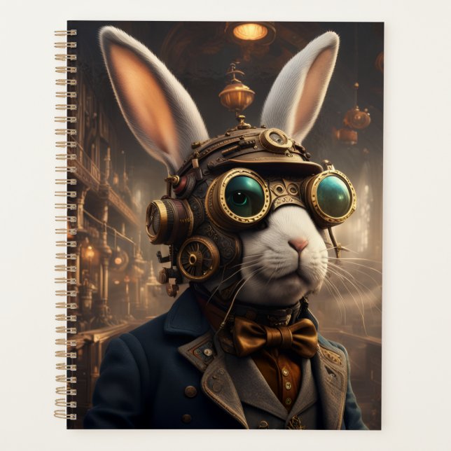 Steampunk-Hase und -Fuchs Planer (Vorderseite)