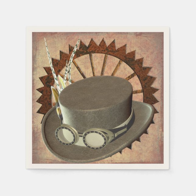 Steampunk Hat & Gear Napkins Serviette (Vorderseite)