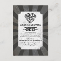 Steampunk Heart Cogs Unterkunft Hochzeitskarten