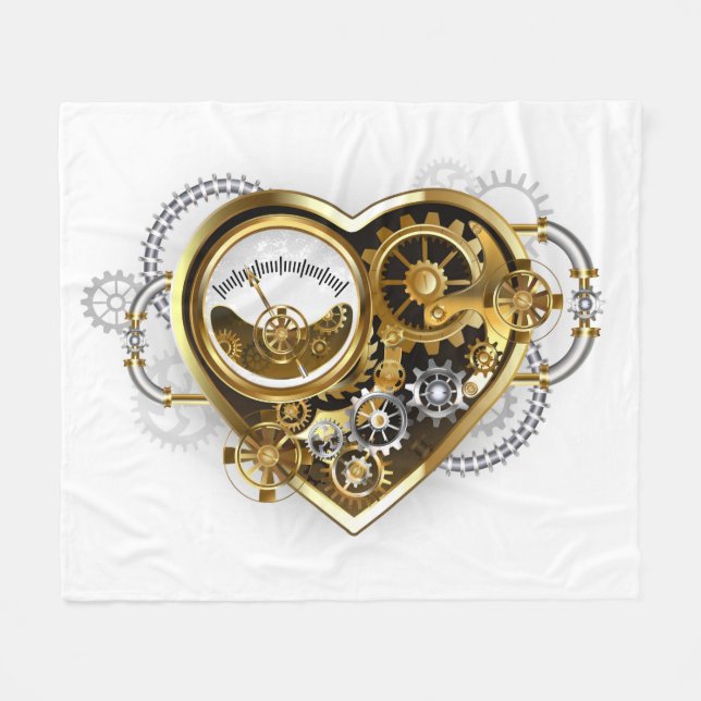 Steampunk Heart with a Manometer Fleecedecke (Vorderseite (Horizontal))