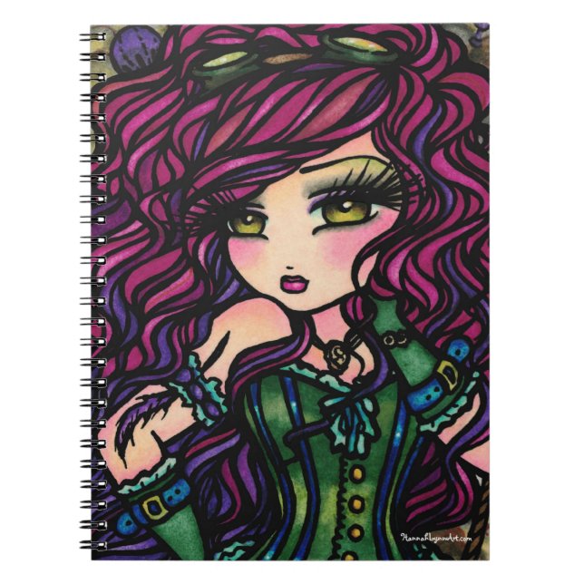 Steampunk Heißluft-Ballon-Mädchen-Fantasie-Kunst Notizblock (Vorderseite)