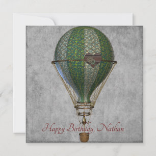 Steampunk-Heißluftballon-Geburtstag Karte