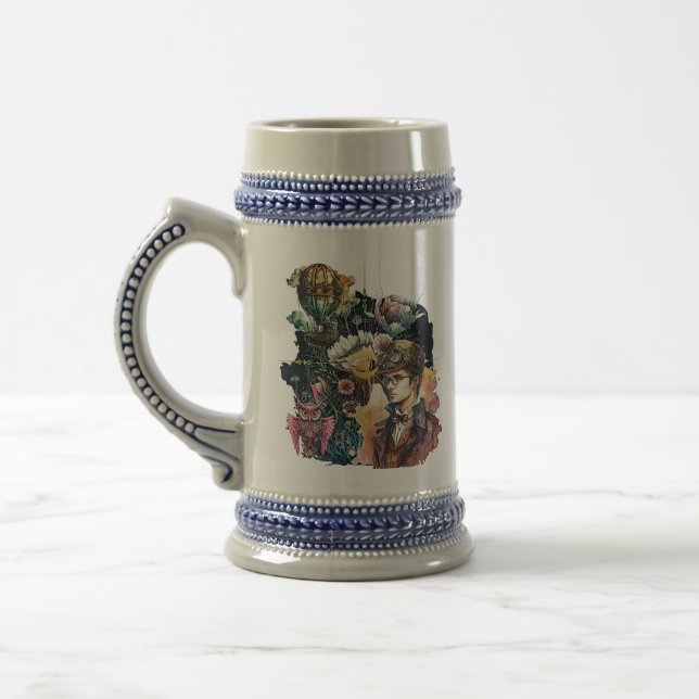 Steampunk-Held - Eine Collage Bierglas (Links)