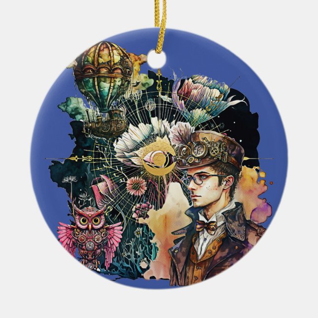 Steampunk Hero - Ein Collage Keramik Ornament (Vorne)
