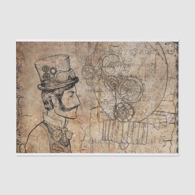 Steampunk Herr-Retro Gänge Seidenpapier (Vorderseite)