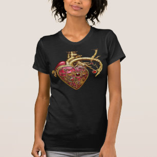 Steampunk-Herz Anatomische Rubine und Zahnräder T-Shirt