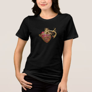 Steampunk-Herz Anatomische Rubine und Zahnräder Tri-Blend Shirt