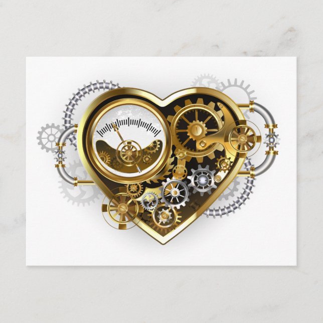 Steampunk-Herz mit Manometer Begleitkarte (Vorderseite)