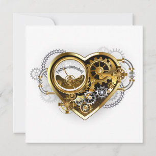 Steampunk-Herz mit Manometer Hinweiskarte