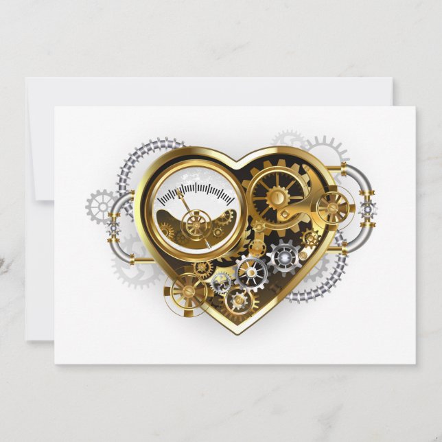 Steampunk-Herz mit Manometer Karte (Vorderseite)