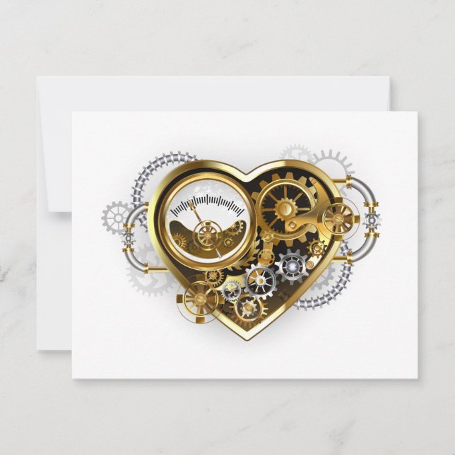 Steampunk-Herz mit Manometer Karte (Vorderseite)