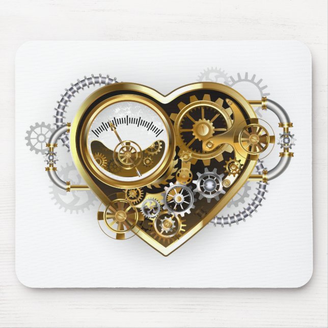 Steampunk-Herz mit Manometer Mousepad (Vorne)