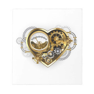 Steampunk-Herz mit Manometer Notizblock