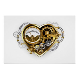 Steampunk-Herz mit Manometer Poster